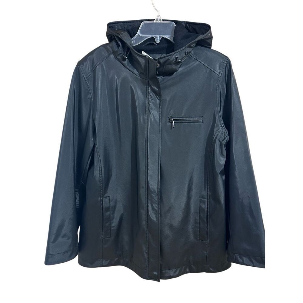 NorthCrest Women’s Black Fleece Hooded Zip Up Jacket Size M/10-12 - Picture 1 of 12